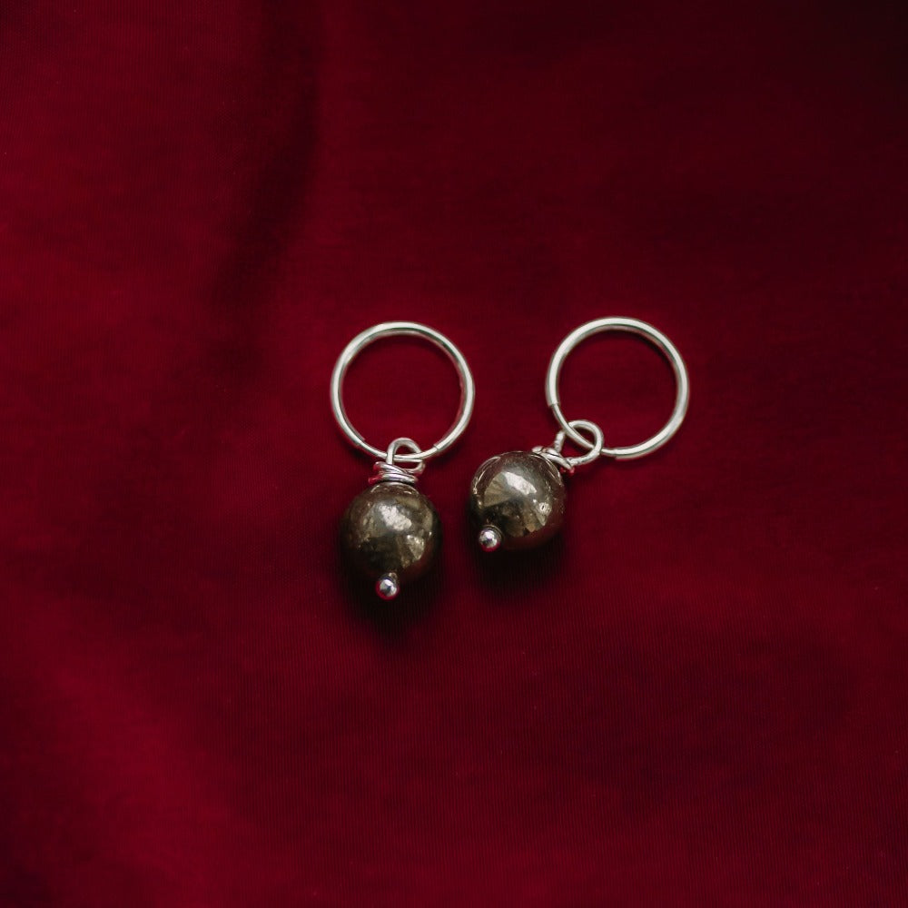 Small pyrite hoop earrings