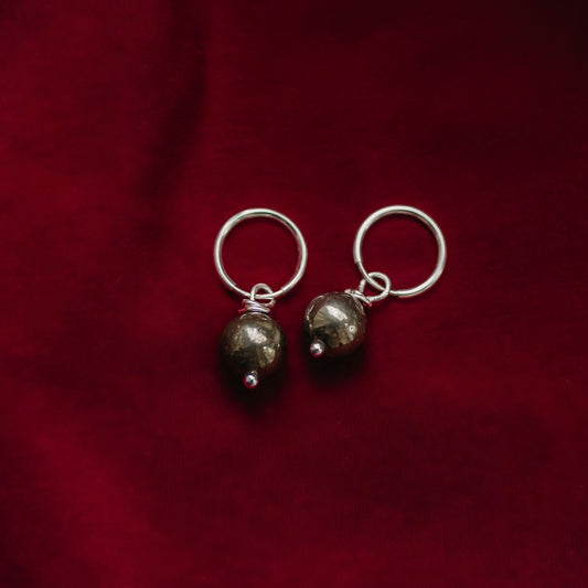 Small pyrite hoop earrings