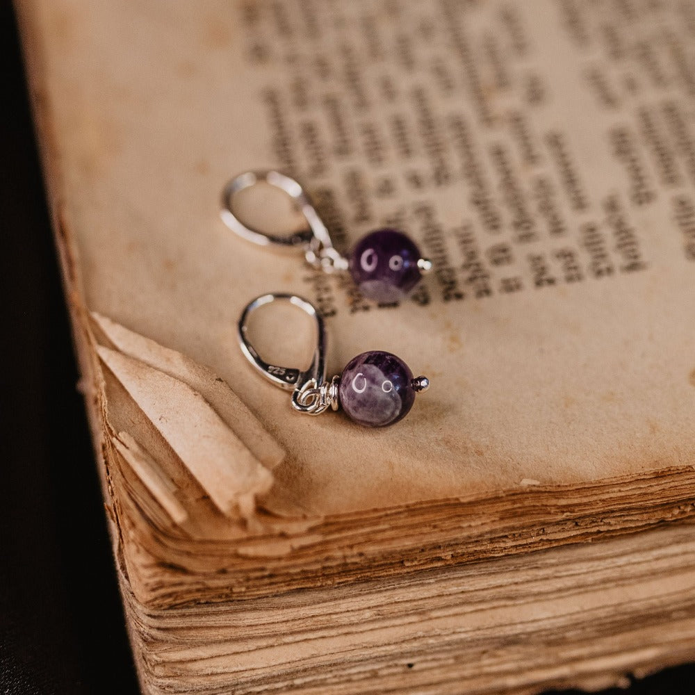 amethyst silver earrings
