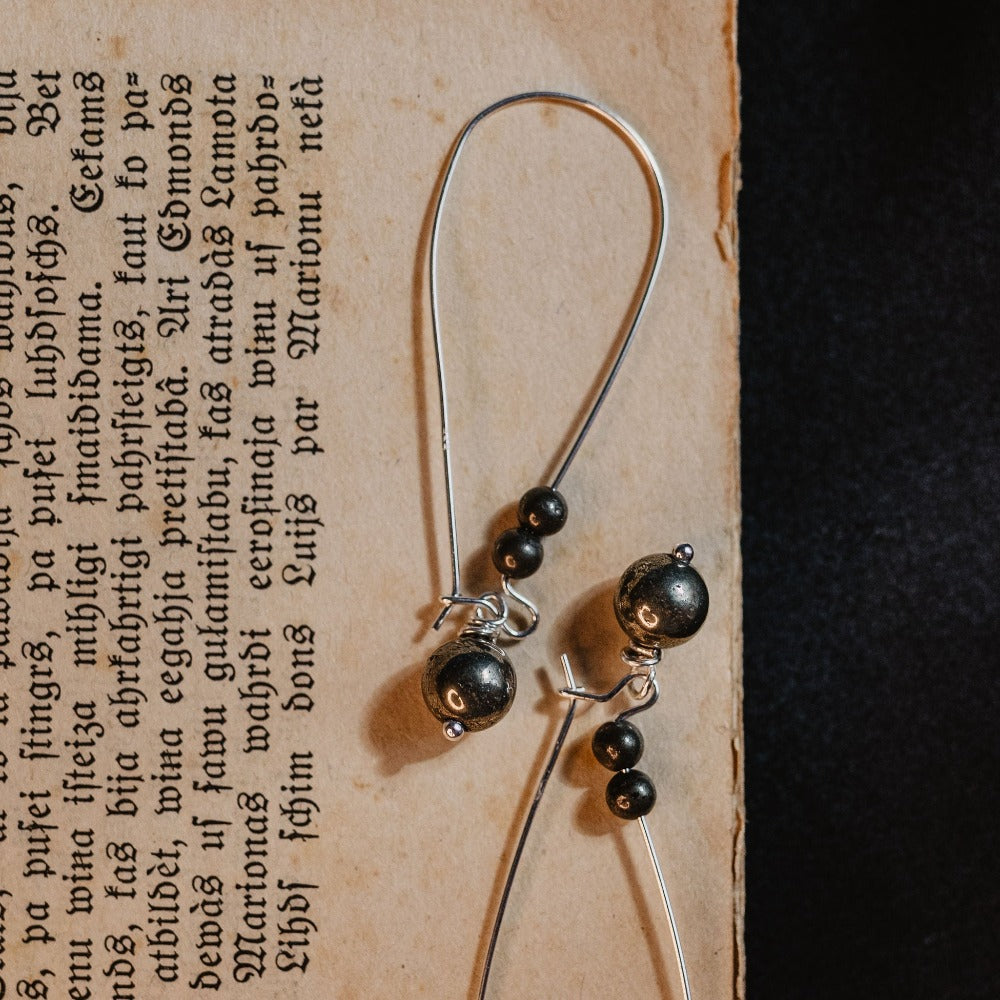 Long pyrite earrings