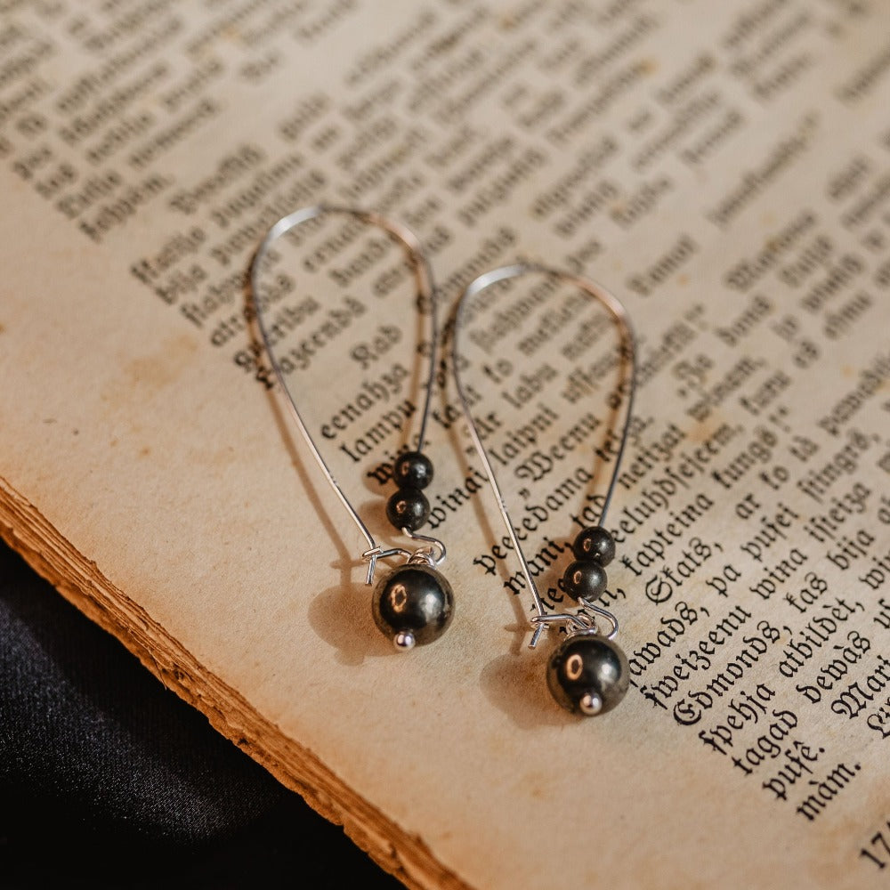 long pyrite earrings