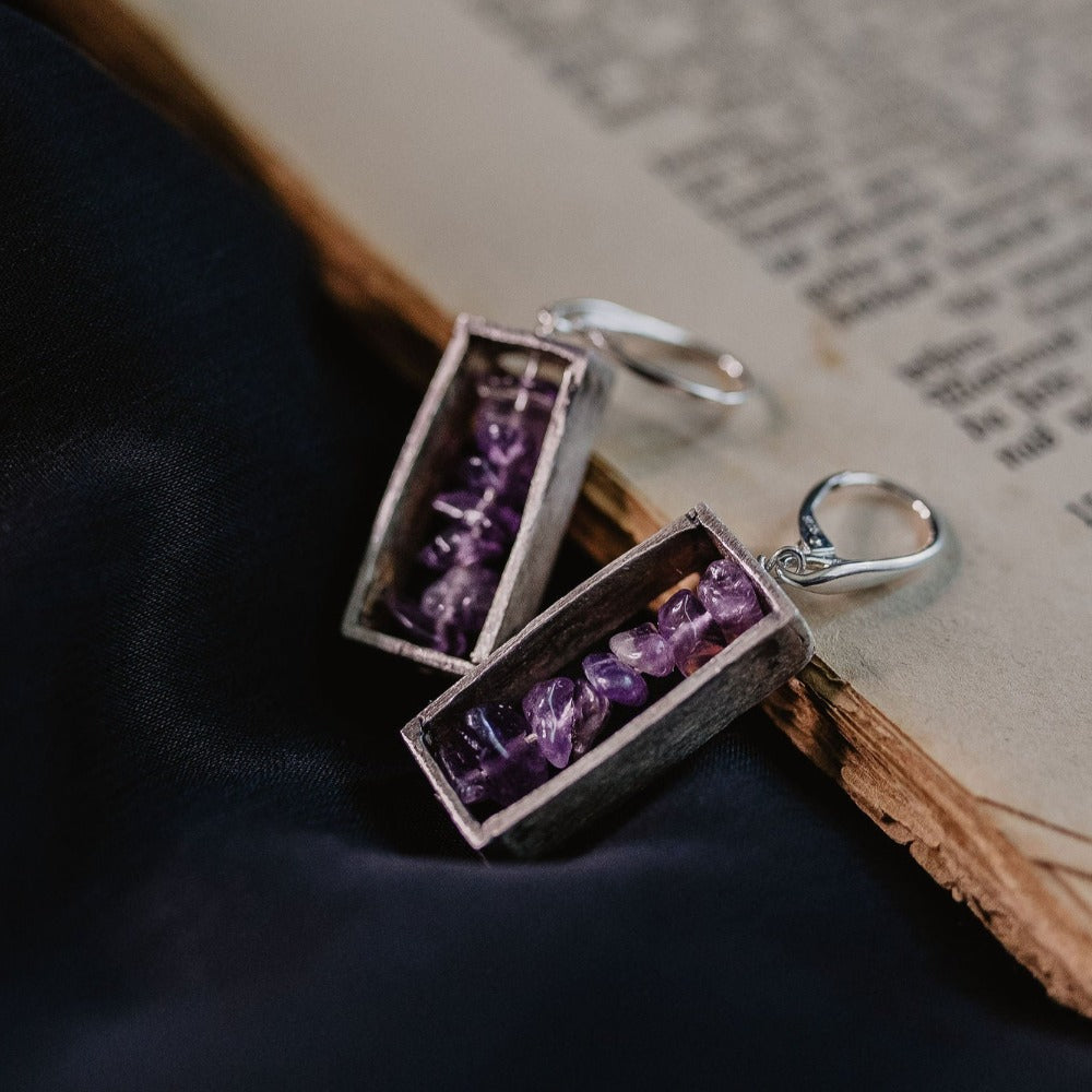  amethyst earrings handmade alchemy charms amulet love soulmate wiccan