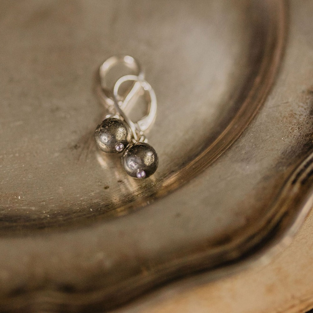 Pyrite stones earrings handmade wiccan amulet