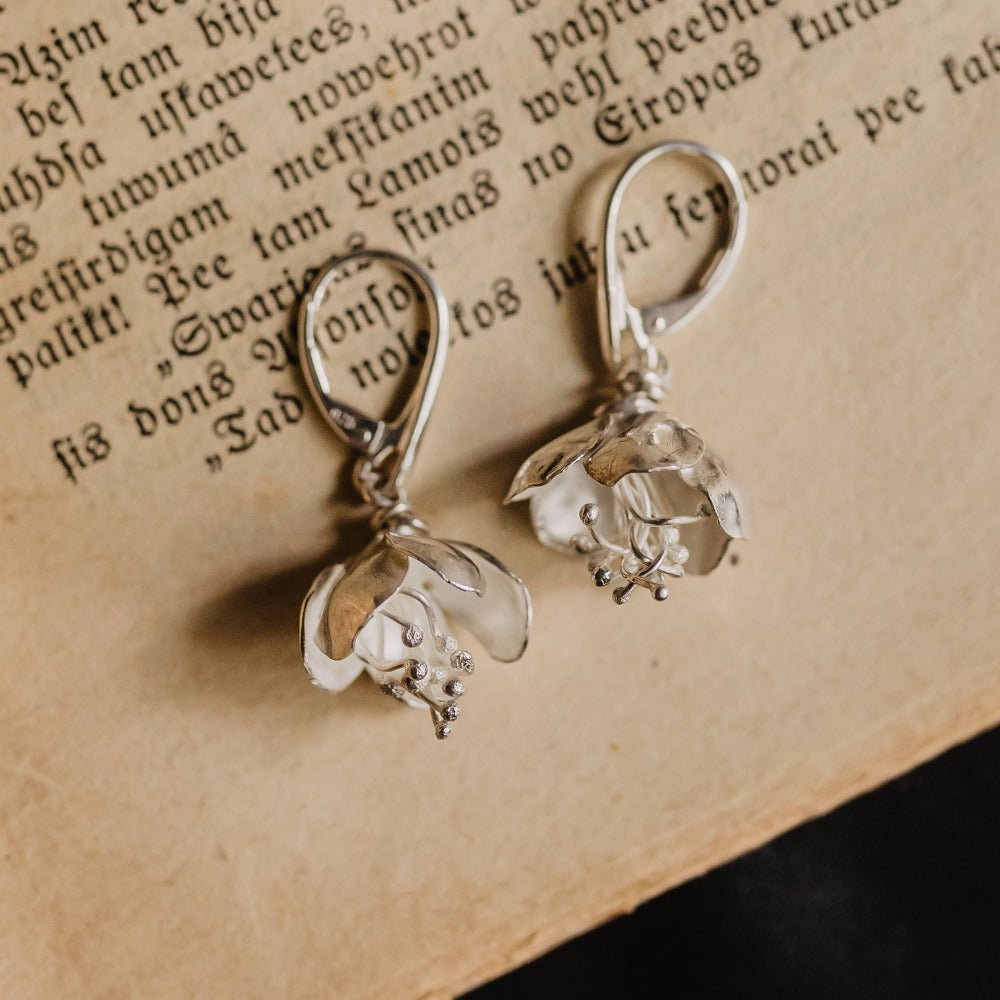  silver flower apple bloosoms earrings handmade alchemy witchcraft magic