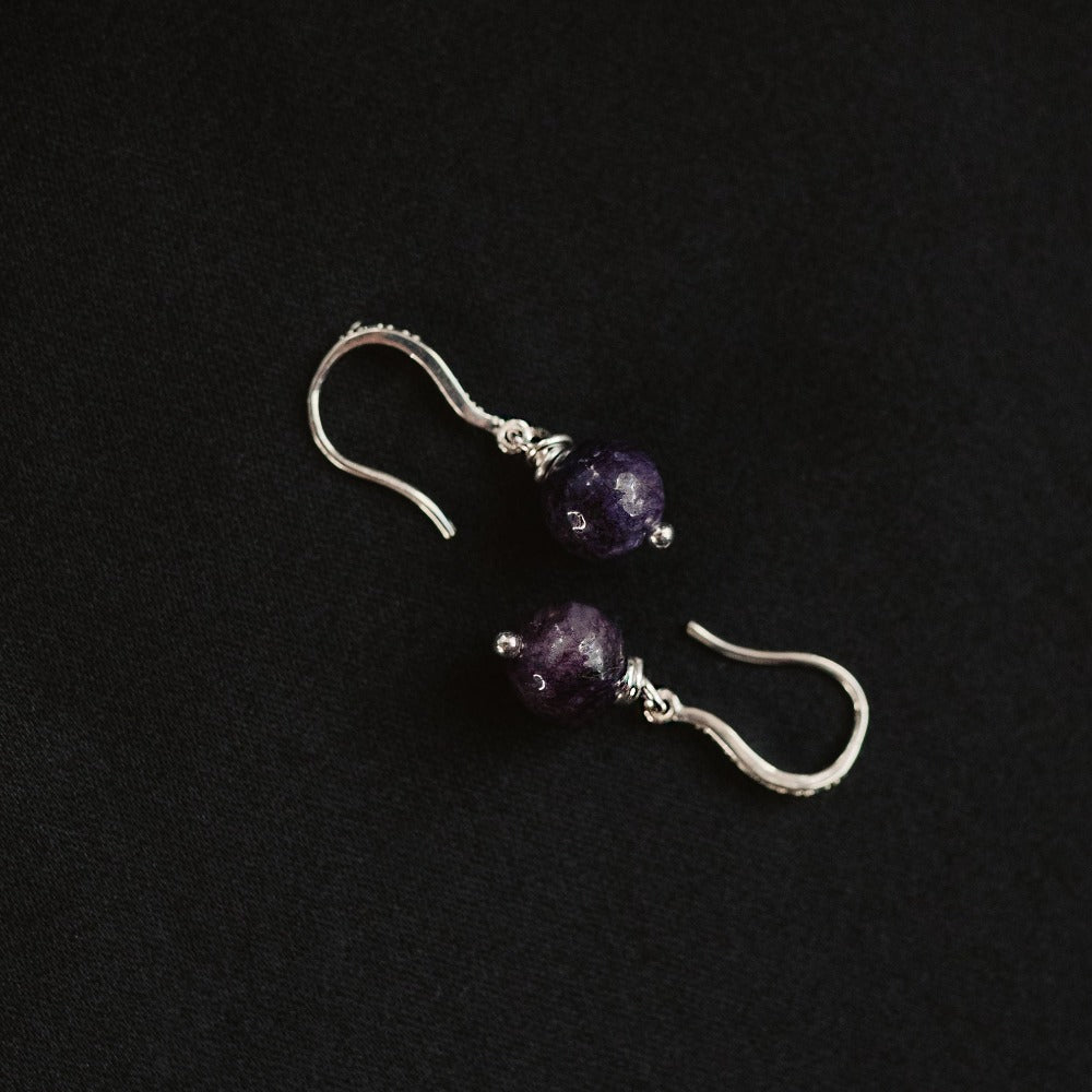   charoite earrings protection amulet charms