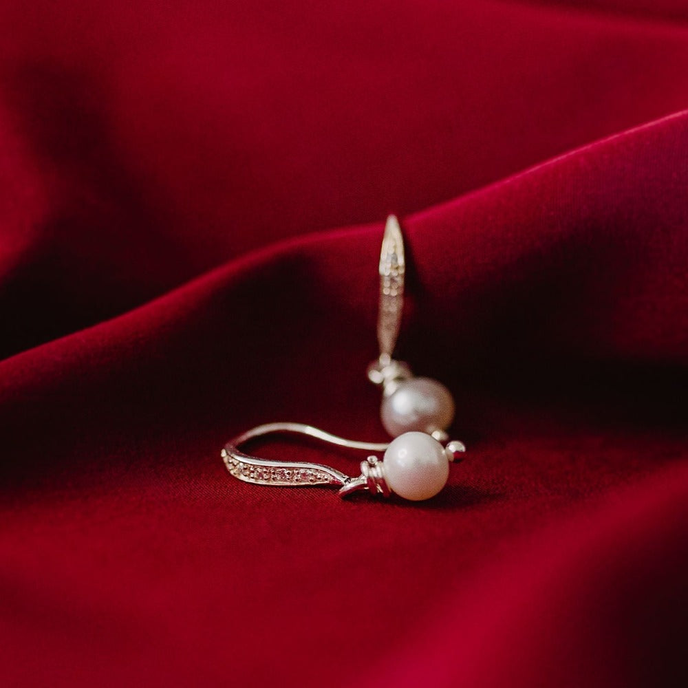  zirconia pearl earrings