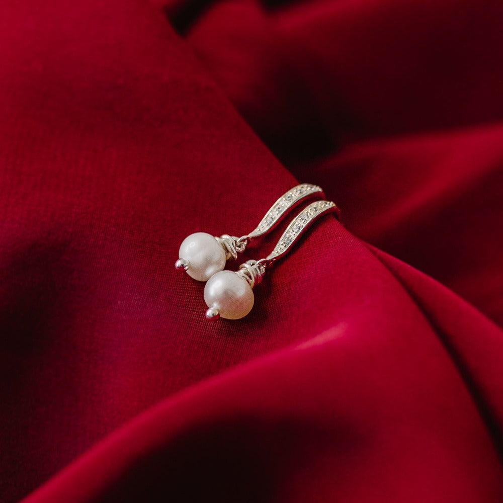  zirconia pearl earrings charm