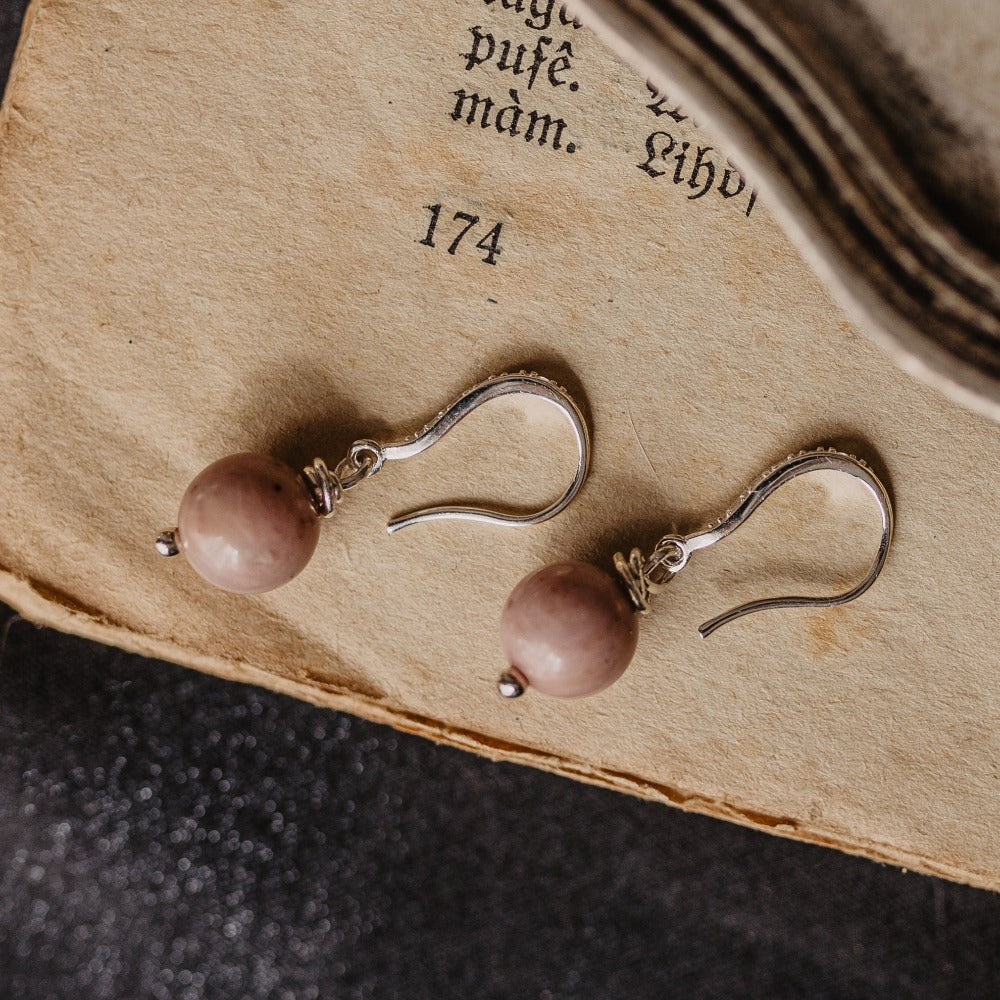 Rhodochrosite and Zirconia Earrings
