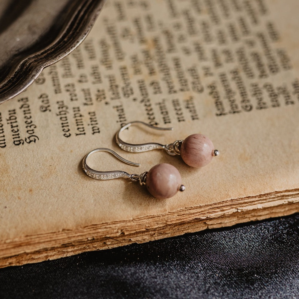 Rhodochrosite and Zirconia Earrings